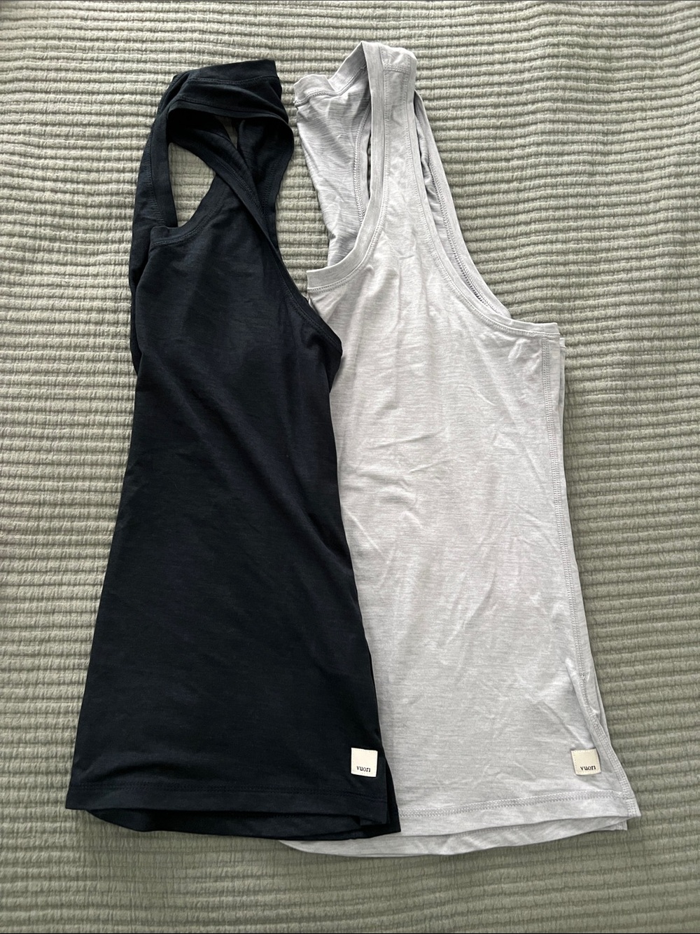 BUNDLE (2) Vuori Racerback Tank Tops. Navy & gray